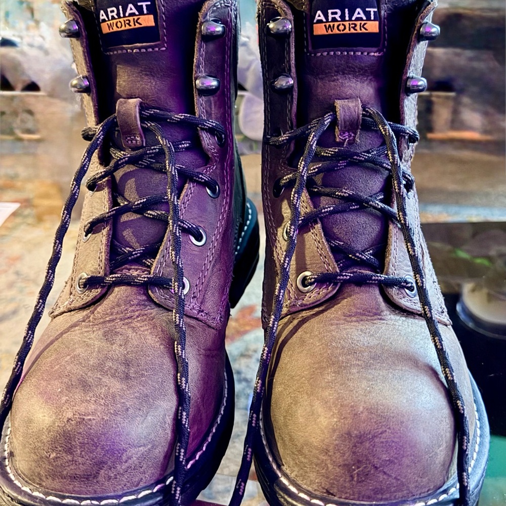 Ariat Women’s Brown Work Boots/Motorcycle Boots with Reinforced Toe